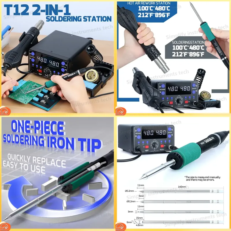 Hot Air Rework Station T12 - Stacja lutownicza 775W 2 w 1