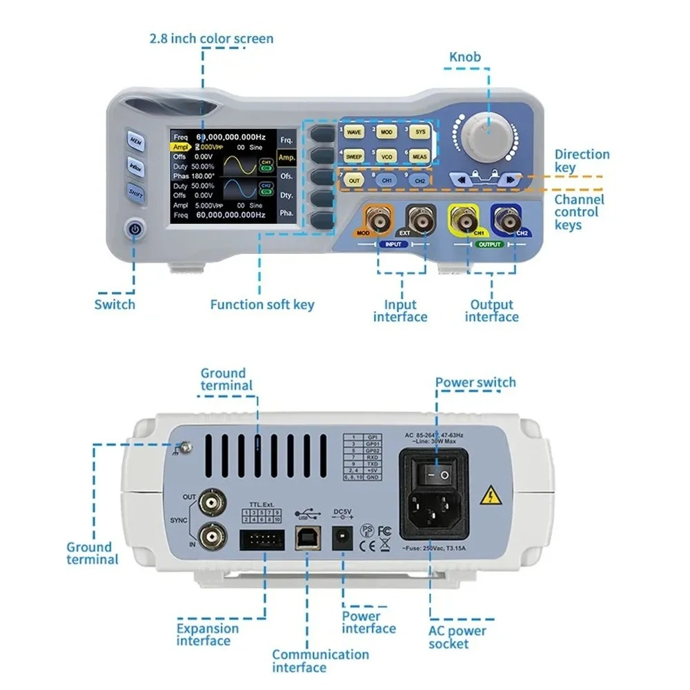 JDS8060 8080 Dwukanałowy gener – Function Arbitrary Waveform Generator recenzja i cena